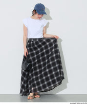 森系透感薄紗格紋A字長裙 (Sheer check skirt)