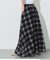 森系透感薄紗格紋A字長裙 (Sheer check skirt)