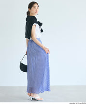 森系透感薄紗格紋A字長裙 (Sheer check skirt)