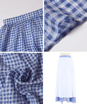 森系透感薄紗格紋A字長裙 (Sheer check skirt)