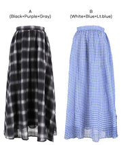 森系透感薄紗格紋A字長裙 (Sheer check skirt)