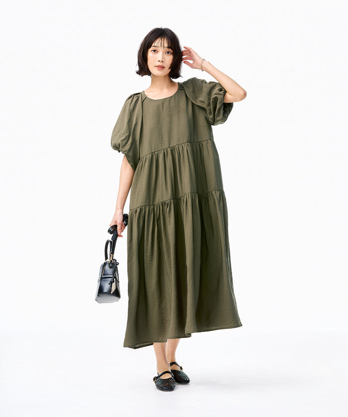 日系澎澎袖蛋糕連身裙