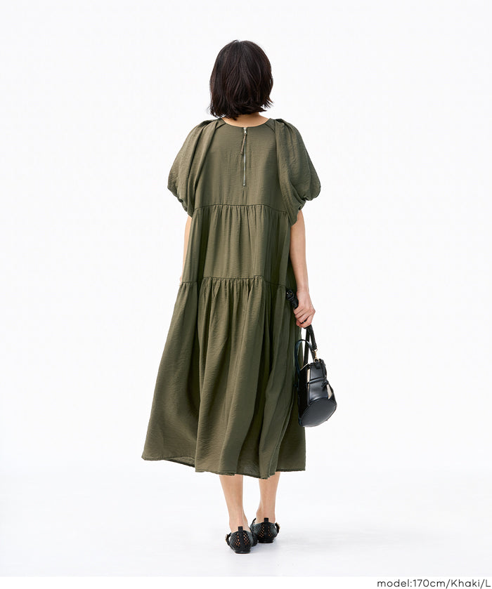 日系澎澎袖蛋糕連身裙