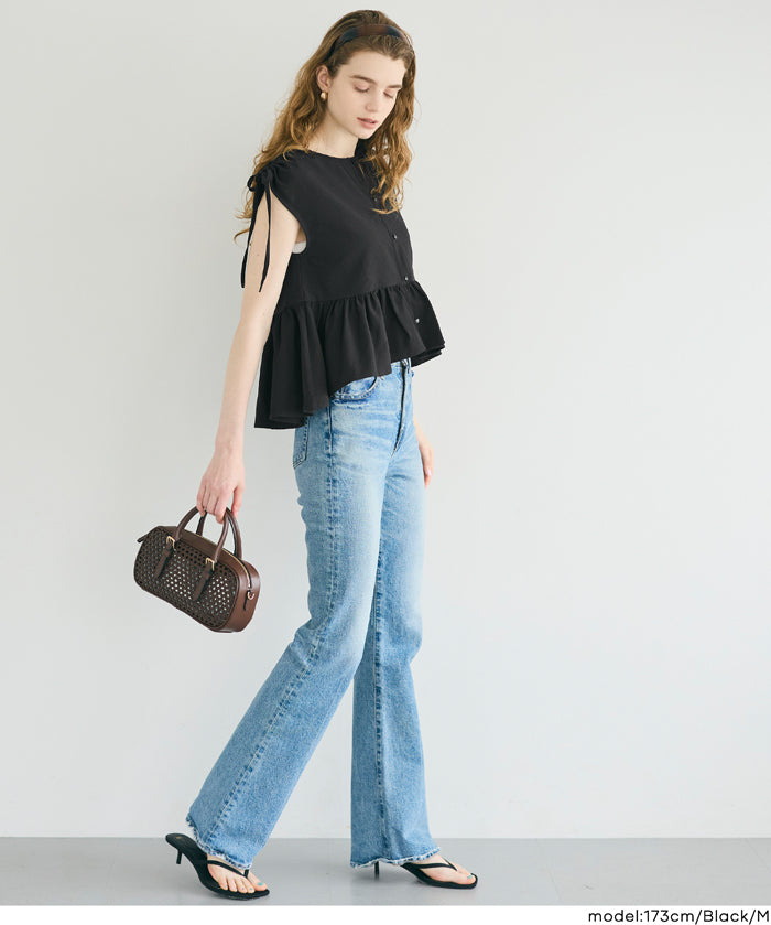 凹凸肌理短版抽皺設計娃娃襯衫 (Soccer Gathered Blouse)