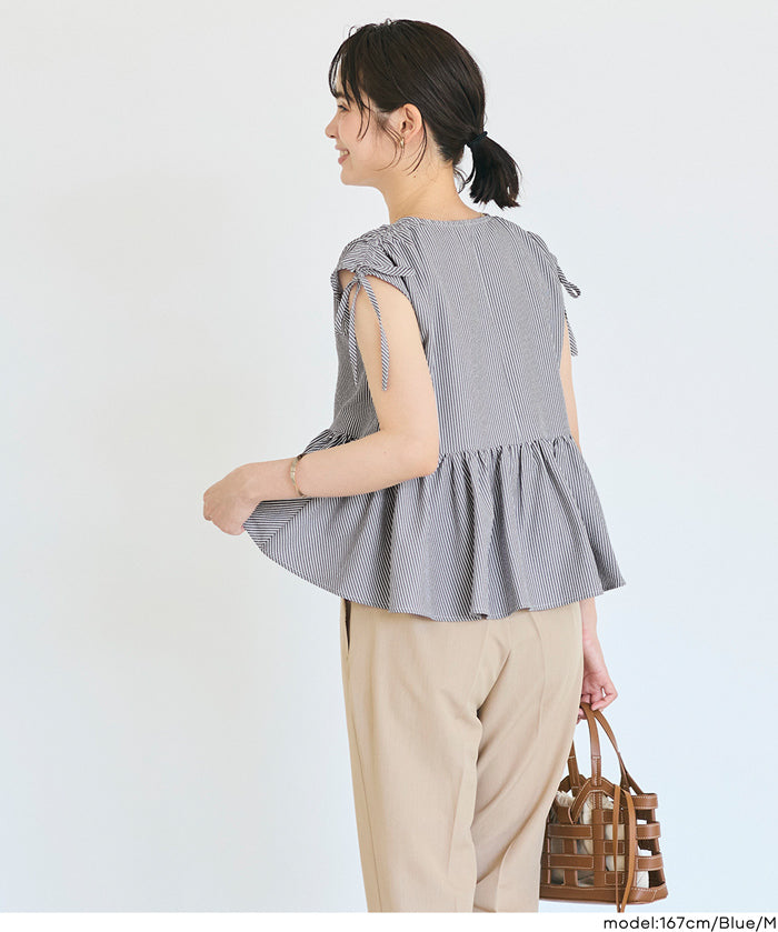凹凸肌理短版抽皺設計娃娃襯衫 (Soccer Gathered Blouse)