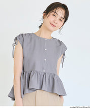 凹凸肌理短版抽皺設計娃娃襯衫 (Soccer Gathered Blouse)