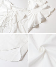日系甜美荷葉邊綁帶V領襯衫 (Big collar frill blouse)