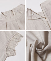 日系蕾絲拼接無袖上衣( Blouse with lace flares)