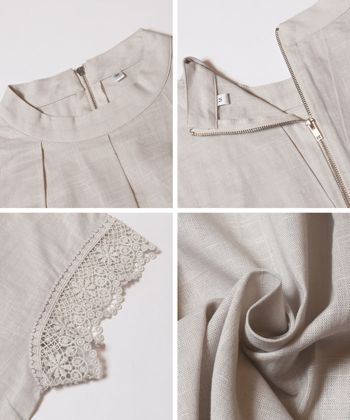 日系蕾絲拼接無袖上衣( Blouse with lace flares)