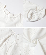 森系蕾絲泡泡袖短版上衣( Lace Back Ribbon Blouse)