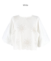 森系蕾絲泡泡袖短版上衣( Lace Back Ribbon Blouse)