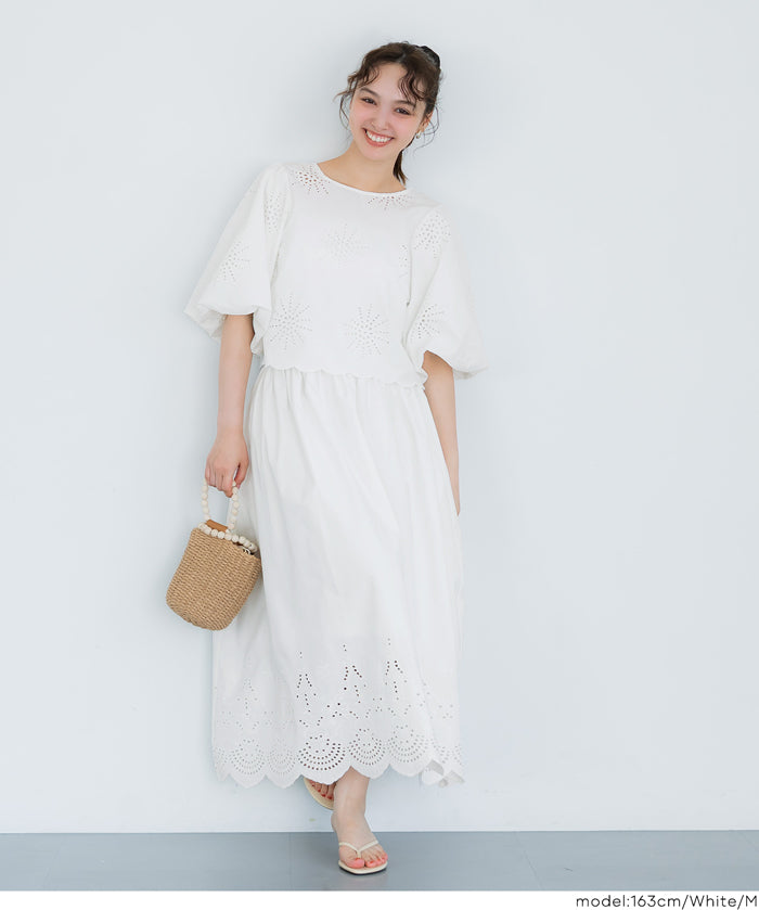 森系蕾絲泡泡袖短版上衣( Lace Back Ribbon Blouse)