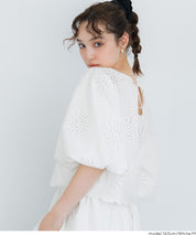 森系蕾絲泡泡袖短版上衣( Lace Back Ribbon Blouse)