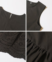 日系蕾絲拼接娃娃無袖上衣  (Punching Sleeveless Blouse)