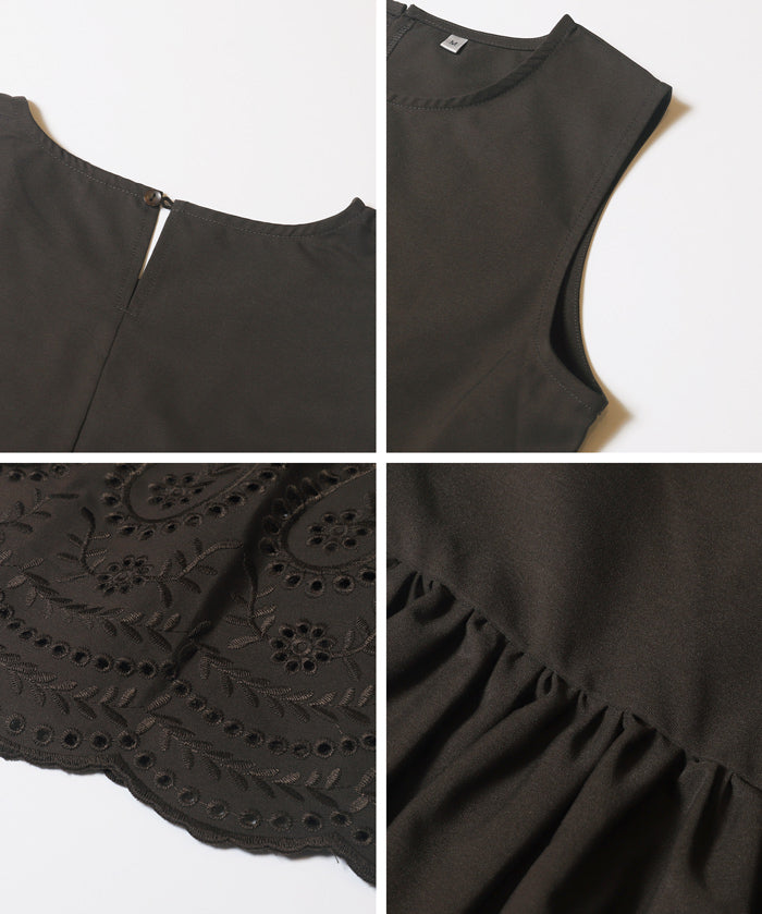 日系蕾絲拼接娃娃無袖上衣  (Punching Sleeveless Blouse)