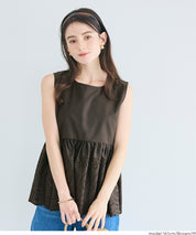 日系蕾絲拼接娃娃無袖上衣  (Punching Sleeveless Blouse)