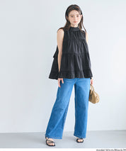 日系甜美波點蝴蝶結無袖A字上衣 (Polka dot tiered back ribbon blouse)