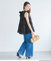 日系甜美波點蝴蝶結無袖A字上衣 (Polka dot tiered back ribbon blouse)