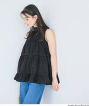 日系甜美波點蝴蝶結無袖A字上衣 (Polka dot tiered back ribbon blouse)