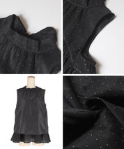 日系甜美波點蝴蝶結無袖A字上衣 (Polka dot tiered back ribbon blouse)