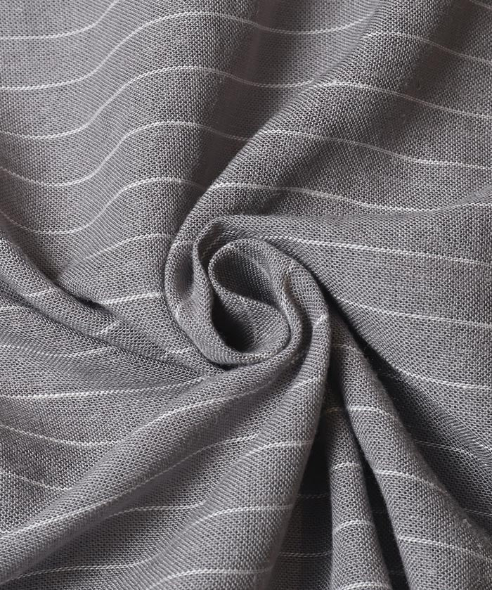 男裝棉麻質感條紋短袖襯衫 (Linen-like striped relaxed shirt)
