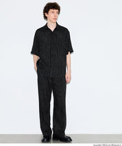 男裝棉麻質感條紋短袖襯衫 (Linen-like striped relaxed shirt)