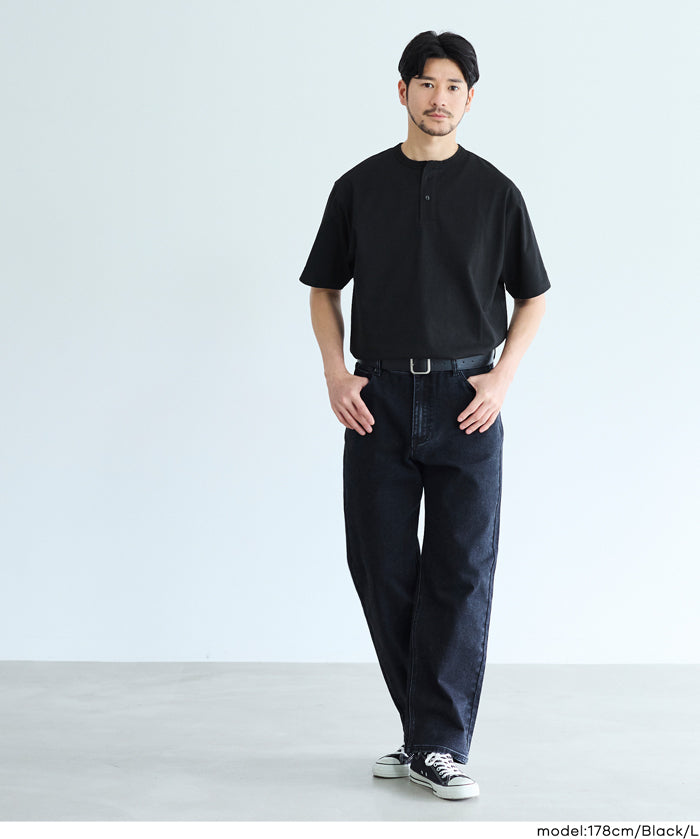 男裝亨利領短袖上衣 T-shirt