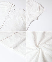 森系棉質蕾絲V領上衣 (Cotton punched lace Top)
