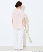 棉質小花蕾絲短袖襯衫 (Cotton lace oversized short-sleeved shirt)