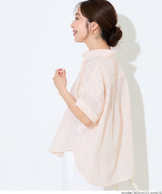 棉質小花蕾絲短袖襯衫 (Cotton lace oversized short-sleeved shirt)