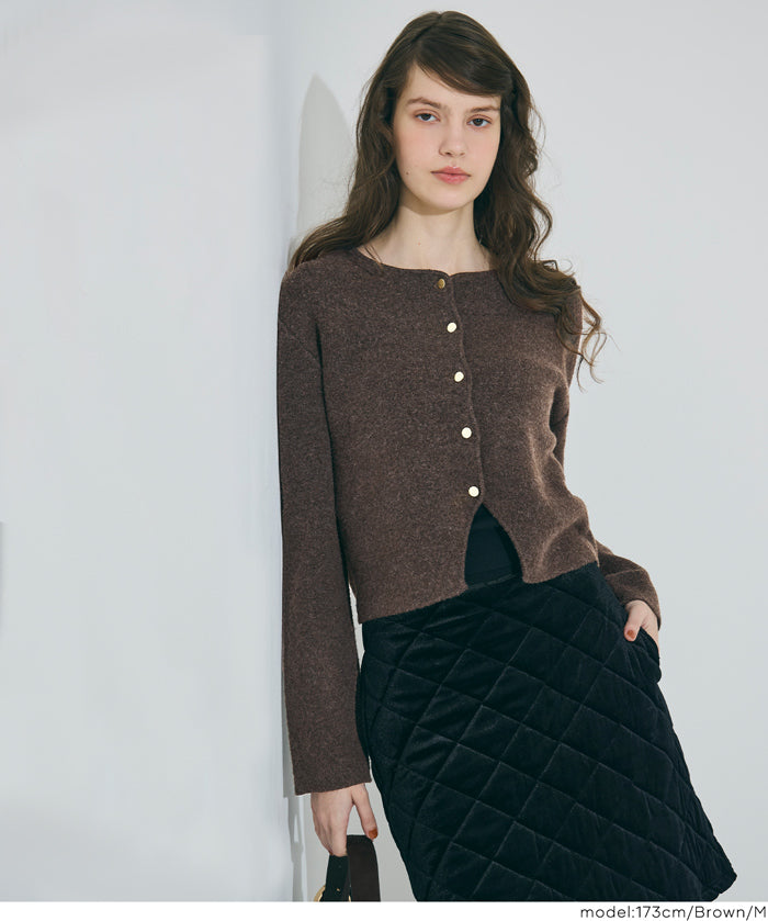 【可配套】軟糯絨感金扣針織開衫外套