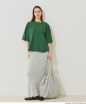 圓弧下擺5分袖天竺棉短袖上衣