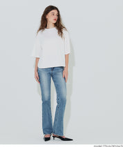 圓弧下擺5分袖天竺棉短袖上衣