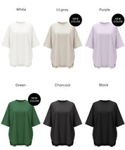 圓弧下擺5分袖天竺棉短袖上衣