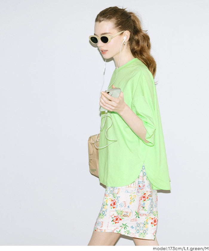 Half sleeve tail cut cotton T-shirt