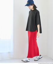 圓弧下擺5分袖天竺棉短袖上衣