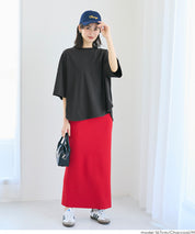 圓弧下擺5分袖天竺棉短袖上衣