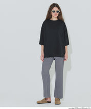 圓弧下擺5分袖天竺棉短袖上衣