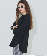 圓弧下擺5分袖天竺棉短袖上衣