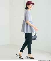 日系微透棉質荷葉拼接娃娃上衣 (Crew neck docking cut and sew top)