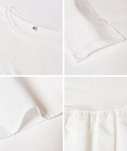 日系微透棉質荷葉拼接娃娃上衣 (Crew neck docking cut and sew top)