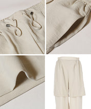 Satin Drawstring Wide-Leg Pants