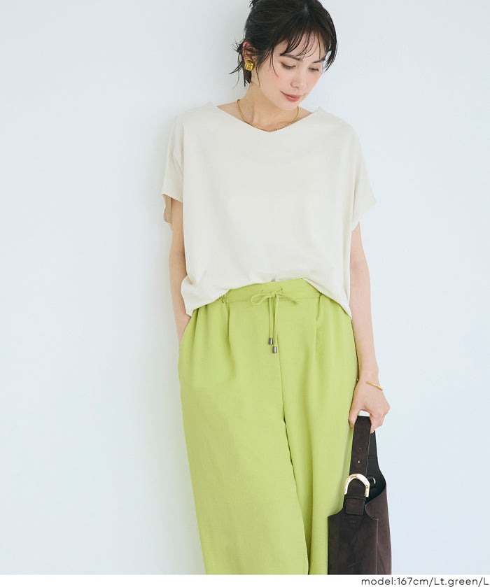 Satin Drawstring Wide-Leg Pants
