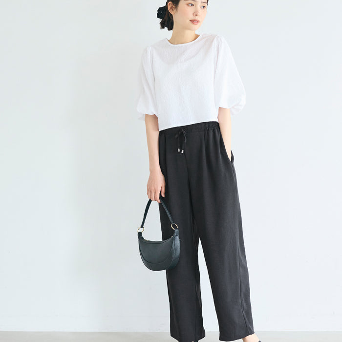 緞面光澤抽繩休閒闊腿褲 (Satin-like easy pants)