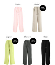 Satin Drawstring Wide-Leg Pants