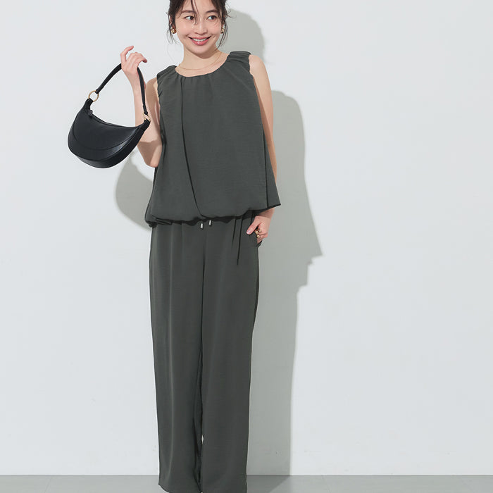 緞面光澤抽繩休閒闊腿褲 (Satin-like easy pants)