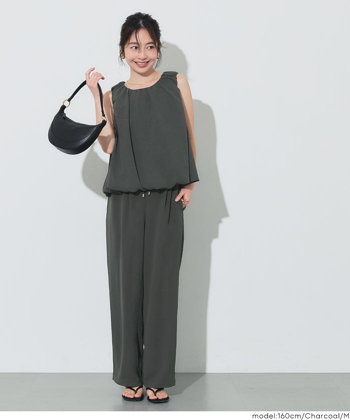 緞面光澤抽繩休閒闊腿褲 (Satin-like easy pants)