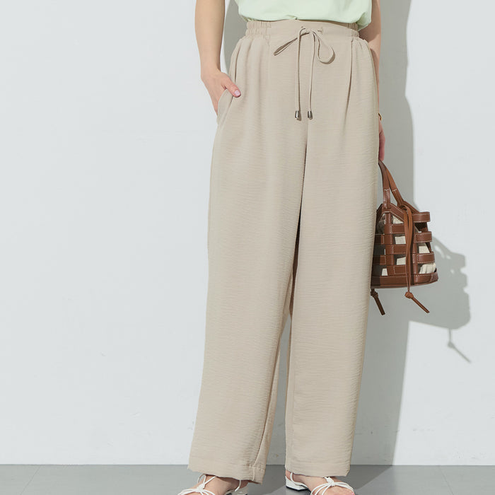 緞面光澤抽繩休閒闊腿褲 (Satin-like easy pants)