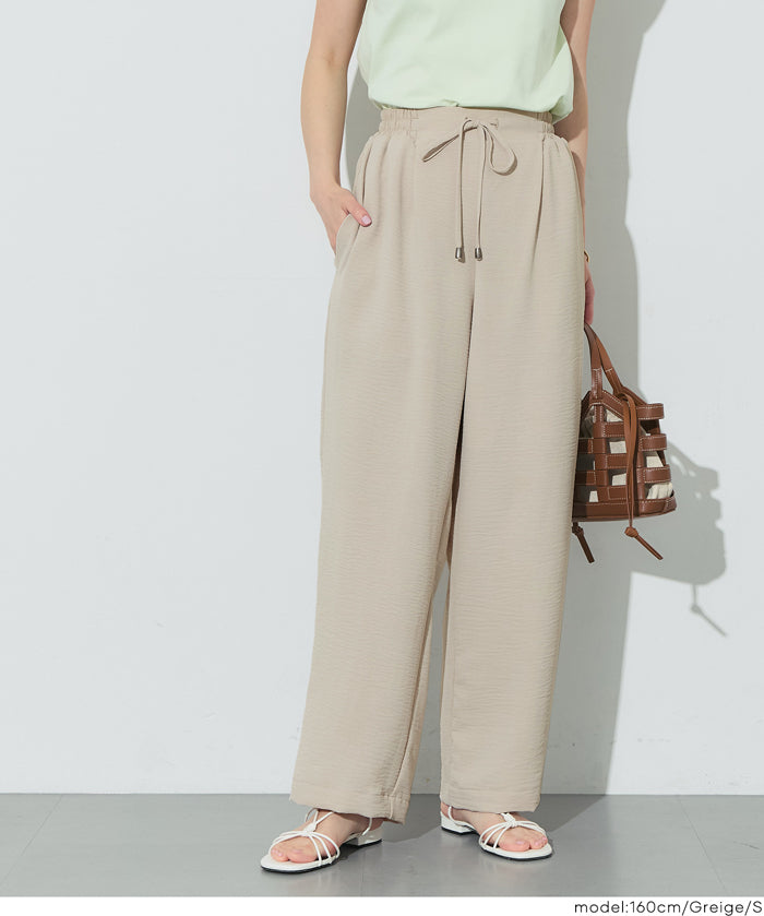 緞面光澤抽繩休閒闊腿褲 (Satin-like easy pants)