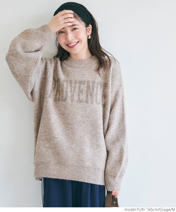 Melange knit assorted logo top